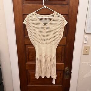 Cupshe Storyteller Knit Cutout V-Neck Cover-Up Dress sz XS NWT's Beach Swim